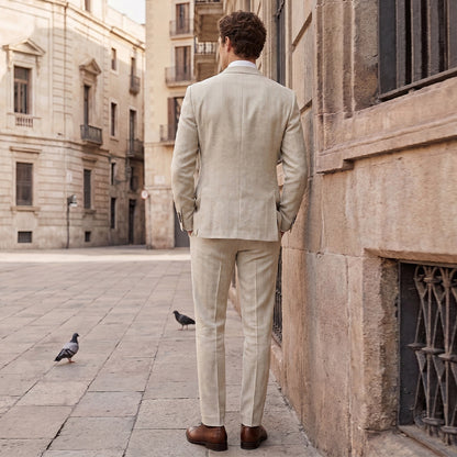 Costume de mariage homme coupe ajustée, 2 pièces uni, veste droite à deux boutons