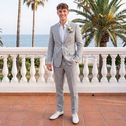 Costume de mariage homme coupe ajustée, 2 pièces, veste droite à deux boutons