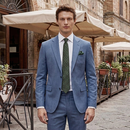 Costume de Mariage 3 Pièces à Carreaux, Coupe Slim, Veste Droite à 2 Boutons