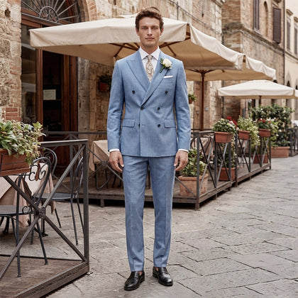 Coupe Ajustée Veste Droite à Deux Boutons 2 Pièces Costumes de Mariage pour Homme
