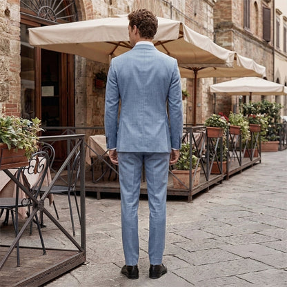 Costume de Mariage 2 Pièces pour Homme, Coupe Ajustée, Veste Droite à 2 Boutons