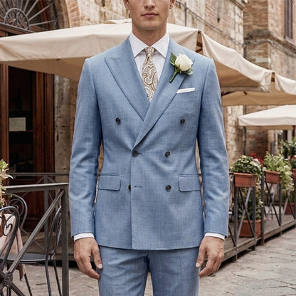 Costume de Mariage 2 Pièces pour Homme, Coupe Ajustée, Veste Droite à 2 Boutons