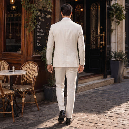 Costume de Mariage 2 Pièces pour Homme, Coupe Ajustée à 2 Boutons, Coloris Uni