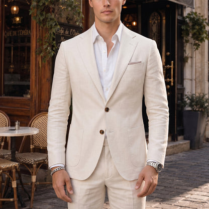 Costume de Mariage 2 Pièces pour Homme, Coupe Ajustée à 2 Boutons, Coloris Uni
