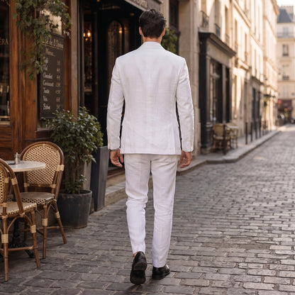 Costume de Mariage 2 Pièces pour Hommes, Coupe Ajustée à 2 Boutons, Couleur Unie