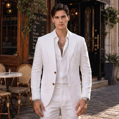 Costume de Mariage 2 Pièces pour Hommes, Coupe Ajustée à 2 Boutons, Couleur Unie