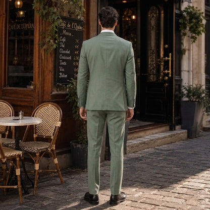 Costume de Mariage 3 Pièces pour Hommes, Coupe Ajustée à 2 Boutons, Couleur Unie
