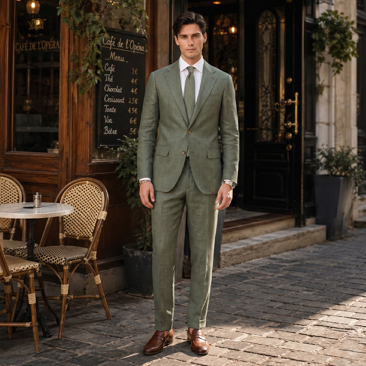 Costume de Mariage 2 Pièces pour Homme, Coupe Ajustée à 2 Boutons, Coloris Uni