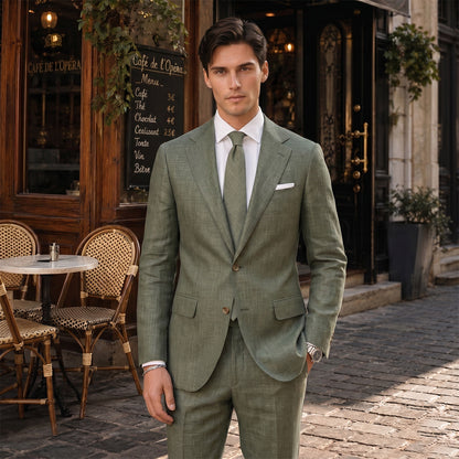 Costume de Mariage 2 Pièces pour Homme, Coupe Ajustée à 2 Boutons, Coloris Uni