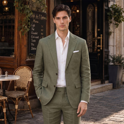 Costume 2 Pièces Chic pour Homme, Coupe Ajustée, Couleur Unie - Mariage & Soirée