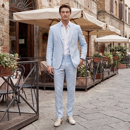 Costume de Mariage pour Hommes, Coupe Ajustée à 2 Boutons, Couleur Unie