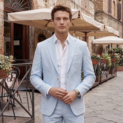 Costume de Mariage pour Hommes, Coupe Ajustée à 2 Boutons, Couleur Unie