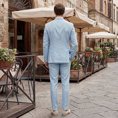 Costume de Mariage pour Homme, Coupe Ajustée & Veste Droite à 2 Boutons, Uni