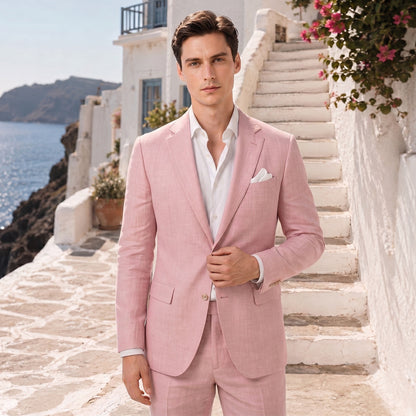 Costume de Mariage 2 Pièces pour Hommes, Coupe Ajustée à 2 Boutons, Couleur Unie