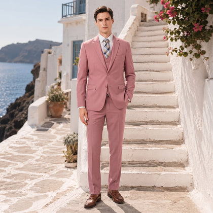 Coupe Ajustée Simple Boutonnage à Deux Boutons 3 Pièces Couleur Unie Costumes de Mariage pour Hommes