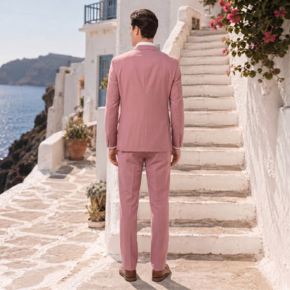 Costume de Mariage 3 Pièces pour Hommes, Coupe Ajustée à 2 Boutons, Couleur Unie