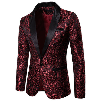 Veste de Soirée Imprimée à Un Bouton et Coupe Ajustée Pour Homme