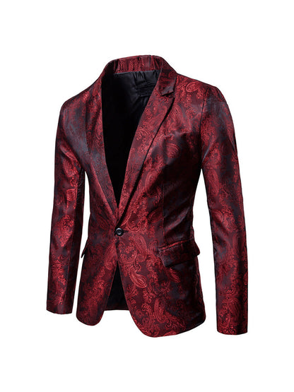 Veste de Soirée Imprimée à Un Bouton et Coupe Ajustée Pour Homme