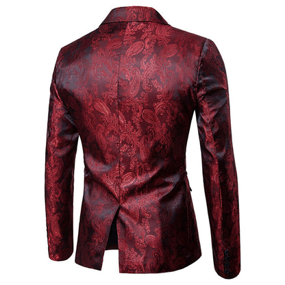 Veste de Soirée Imprimée à Un Bouton et Coupe Ajustée Pour Homme