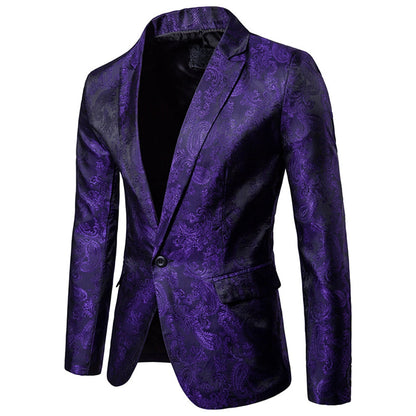 Veste de Soirée Imprimée à Un Bouton et Coupe Ajustée Pour Homme