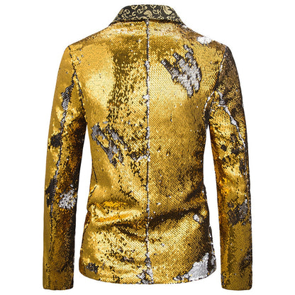 Veste de Soirée à Paillettes Pour Homme, Coupe Ajustée et Simple Boutonnage