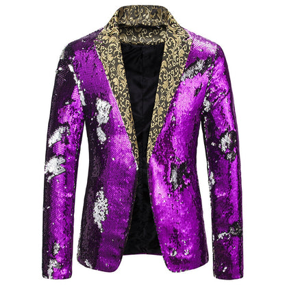 Veste de Soirée à Paillettes Pour Homme, Coupe Ajustée et Simple Boutonnage