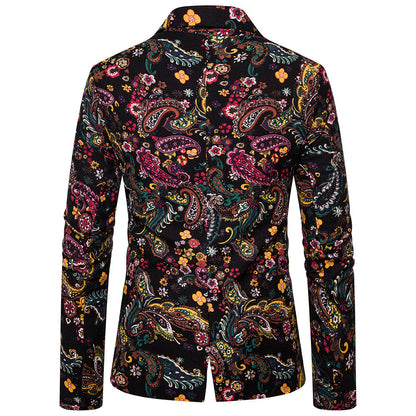 Veste de Soirée Imprimée à Deux Boutons et Coupe Ajustée Pour Homme