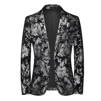 Veste de Soirée Imprimée à Un Bouton et à Simple Boutonnage, Coupe Ajustée, Pour Homme