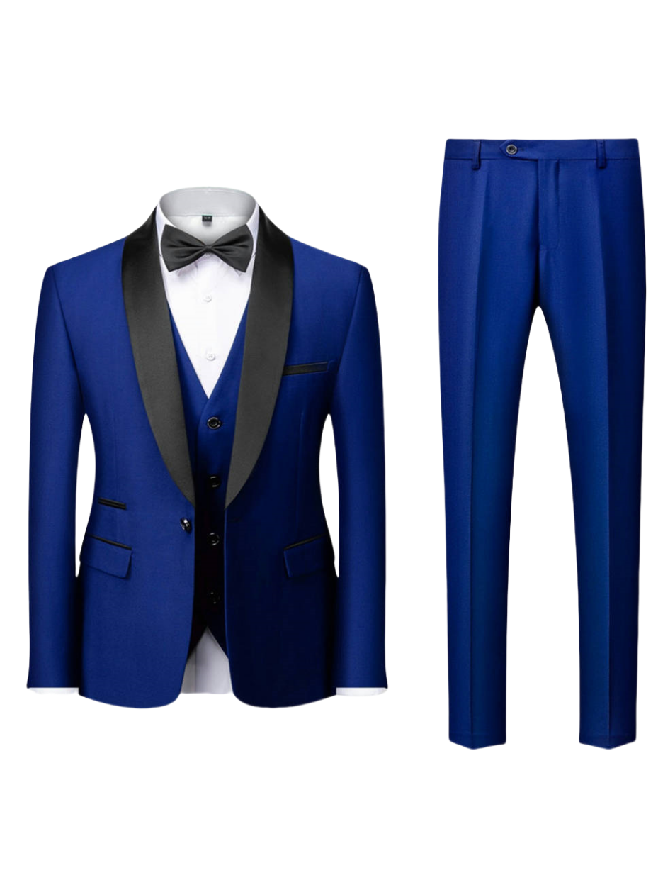 Costume de Mariage 3 Pièces à Motif Pour Homme, Coupe Ajustée, Simple Boutonnage