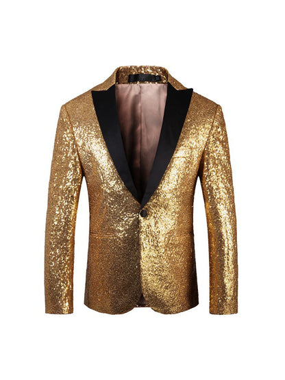 Veste de Soirée à Paillettes Pour Homme, Coupe Ajustée, Simple Boutonnage et Un Bouton