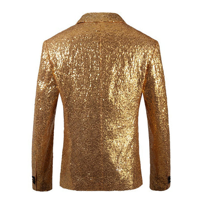 Veste de Soirée à Paillettes Pour Homme, Coupe Ajustée, Simple Boutonnage et Un Bouton