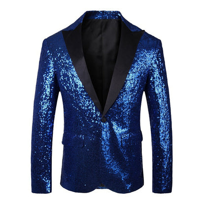 Veste de Soirée à Paillettes Pour Homme, Coupe Ajustée, Simple Boutonnage et Un Bouton
