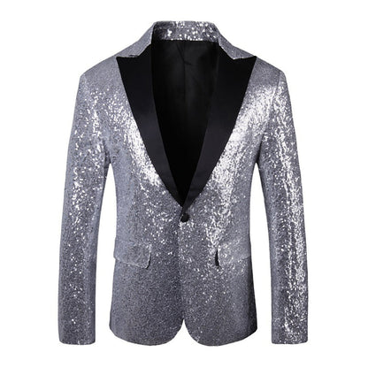 Veste de Soirée à Paillettes Pour Homme, Coupe Ajustée, Simple Boutonnage et Un Bouton
