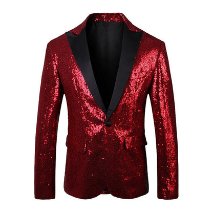 Veste de Soirée à Paillettes Pour Homme, Coupe Ajustée, Simple Boutonnage et Un Bouton