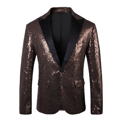 Veste de Soirée à Paillettes Pour Homme, Coupe Ajustée, Simple Boutonnage et Un Bouton