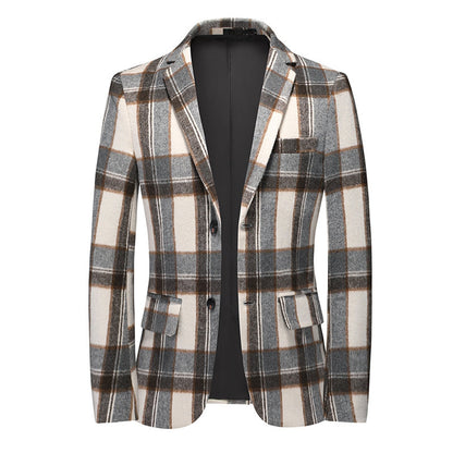 Veste de Soirée Rayée à Deux Boutons, Coupe Ajustée, Revers Crantés, Pour Homme