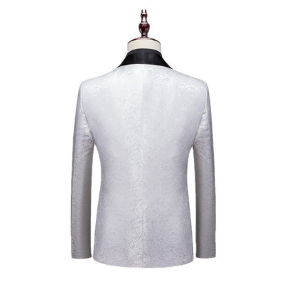 Costume de Mariage 3 Pièces Pour Homme, Coupe Ajustée, Revers Châle, Simple Boutonnage, Un Bouton, à Motifs