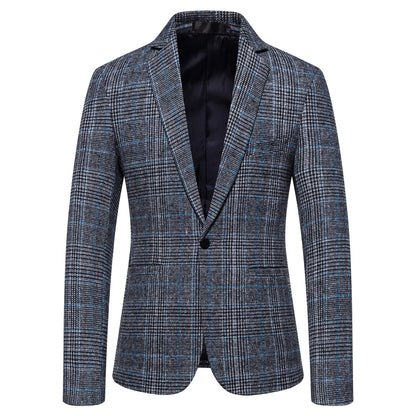 Veste de Soirée Rayée Pour Homme, Coupe Ajustée, Revers Crantés, Simple Boutonnage, Un Bouton