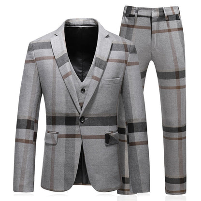 Costume de Mariage 3 Pièces Pour Homme, Coupe Ajustée, Revers Crantés, Simple Boutonnage, Motif à Un Bouton