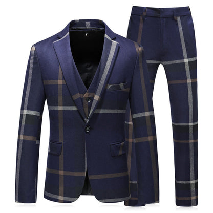 Costume de Mariage 3 Pièces Pour Homme, Coupe Ajustée, Revers Crantés, Simple Boutonnage, Motif à Un Bouton