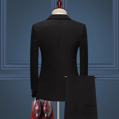 Costume de Mariage 3 Pièces Pour Homme, Coupe Ajustée, Revers Crantés, Simple Boutonnage, Motif à Un Bouton
