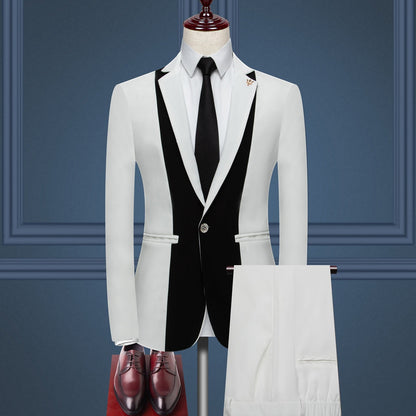 Costume de Mariage 3 Pièces Pour Homme, Coupe Ajustée, Revers Crantés, Simple Boutonnage, Motif à Un Bouton