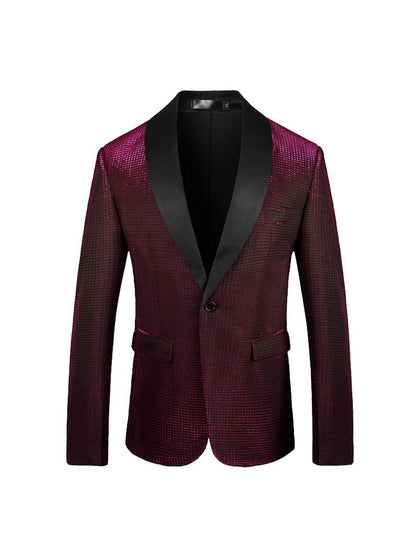Veste de Soirée Homme Coupe Ajustée, Revers Châle, Simple Boutonnage, Un Bouton