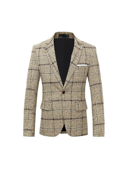 Veste de Soirée Rayée Pour Homme, Coupe Ajustée, Revers Crantés, Simple Boutonnage, Un Bouton