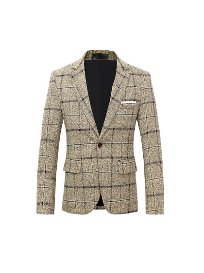 Veste de Soirée Rayée Pour Homme, Coupe Ajustée, Revers Crantés, Simple Boutonnage, Un Bouton