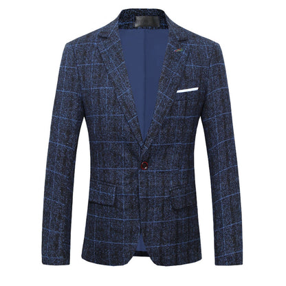 Veste de Soirée Rayée Pour Homme, Coupe Ajustée, Revers Crantés, Simple Boutonnage, Un Bouton