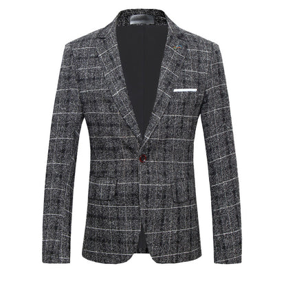 Veste de Soirée Rayée Pour Homme, Coupe Ajustée, Revers Crantés, Simple Boutonnage, Un Bouton