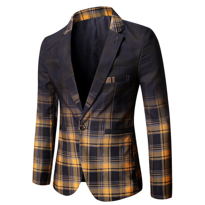 Veste de Soirée Rayée Pour Homme, Coupe Ajustée, Revers Crantés, Simple Boutonnage, Un Bouton
