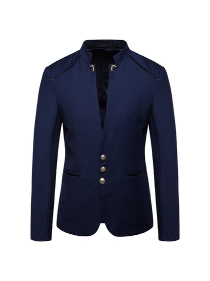 Veste de Soirée Homme Coupe Ajustée, Col Montant, Simple Boutonnage, Trois Boutons