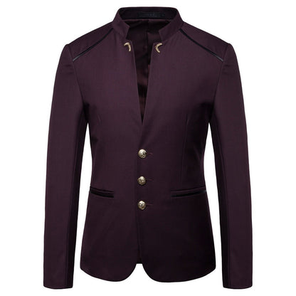 Veste de Soirée Homme Coupe Ajustée, Col Montant, Simple Boutonnage, Trois Boutons
